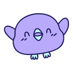 Fototapeta premium cartoon of a cute baby bird in bright neon color