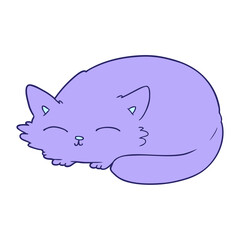 cartoon cat sleeping in bright neon color