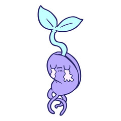 cartoon sprouting seedling in bright neon color