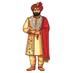 Portrait of an Indian man in traditional wedding outfit