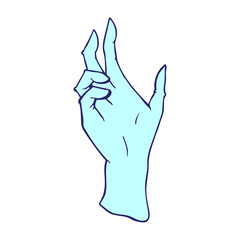 cartoon hand in bright neon color