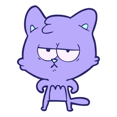 bored cartoon cat in bright neon color