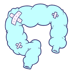 cartoon colon in bright neon color