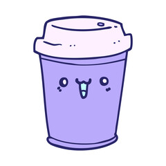 cartoon take out coffee in bright neon color