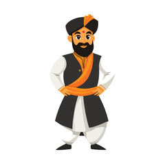 Obraz premium Portrait of an Indian man in traditional wedding outfit