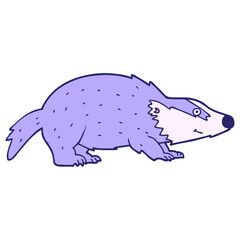 cartoon badger in bright neon color