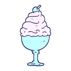 comic book style cartoon ice cream in bright neon color