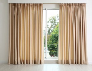 Light beige curtains in a room