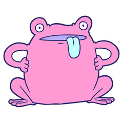 cartoon toad in bright neon color