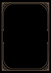 Gold rectangular frame boho style on black background