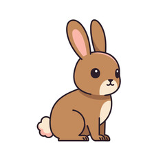 Fototapeta premium Adorable cartoon bunny with big ears and fluffy tail – stock vector in colorful flat style