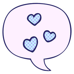 cartoon love heart with speech bubble in comic book style in bright neon color