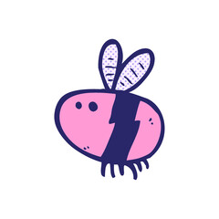 cartoon bee in bright neon color