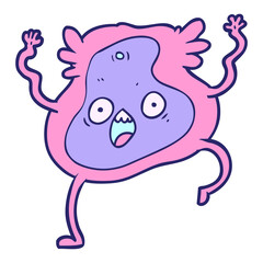 cartoon germ in bright neon color