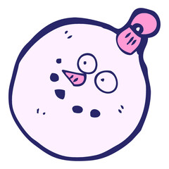 Fototapeta premium cartoon snowman face bauble