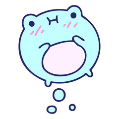 cartoon of a cute frog in bright neon color