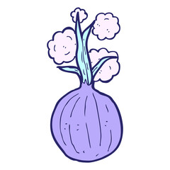 cartoon onion in bright neon color