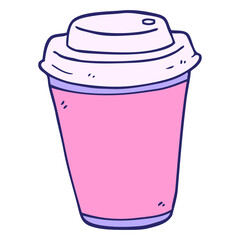 cartoon takeout coffee cup in bright neon color