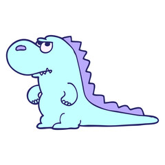 cartoon doodle annoyed dinosaur in bright neon color