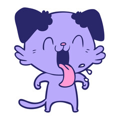 cartoon panting dog in bright neon color