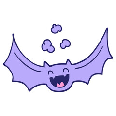 cartoon bat in bright neon color