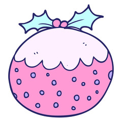 cartoon christmas pudding in bright neon color