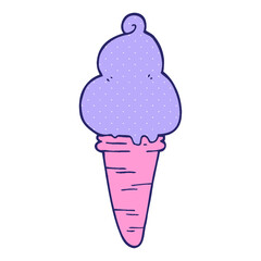 cartoon doodle ice cream in bright neon color