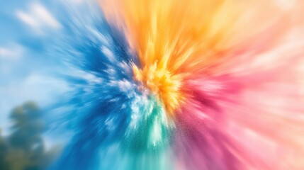 Fototapeta premium Bright clouds of color burst in a lively outdoor celebration event