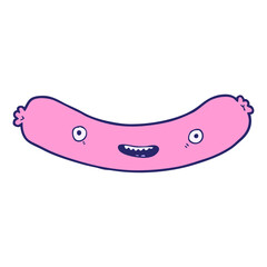 cartoon sausage in bright neon color