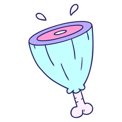 hand drawn cartoon doodle of a joint of ham in bright neon color