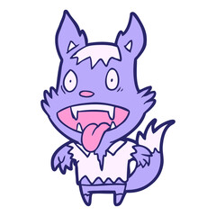 cartoon halloween werewolf in bright neon color