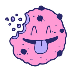cartoon cookie in bright neon color