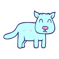cartoon doodle calm dog in bright neon color