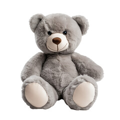 Soft grey teddy bear with transparent background, perfect for children's designs.transparent PNG, isolated background