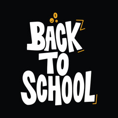 Back to School Comic Style Poster – Bold White Typography with Yellow Doodles on Black Background