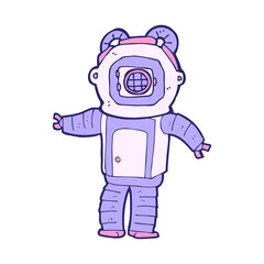 cartoon deep sea diver in bright neon color