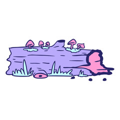 hand drawn cartoon doodle of a tree log  in bright neon color