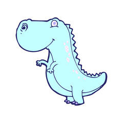 Fototapeta premium cartoon dinoaur in bright neon color