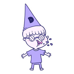 cartoon boy wearing spectacles in bright neon color