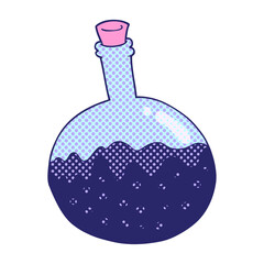 freehand drawn cartoon chemicals in bright neon color