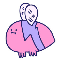 hand drawn quirky cartoon bumblebee in bright neon color