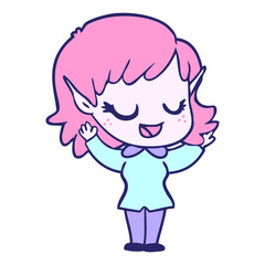 Obraz premium happy cartoon elf girl in bright neon color