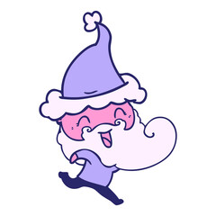 happy bearded man wearing santa hat in bright neon color