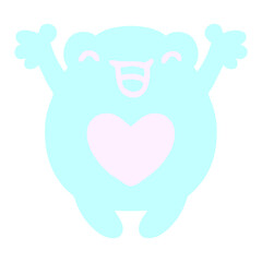 frog in love in bright neon color