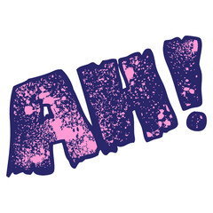 cartoon ah! shout in bright neon color