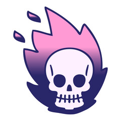 gradient shaded quirky cartoon skull in bright neon color