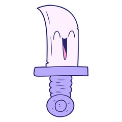 cartoon knife in bright neon color