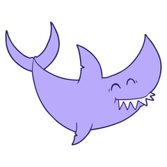 cartoon shark in bright neon color