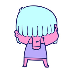 cartoon boy with untidy hair in bright neon color