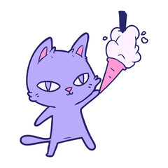 cartoon cat staring in bright neon color